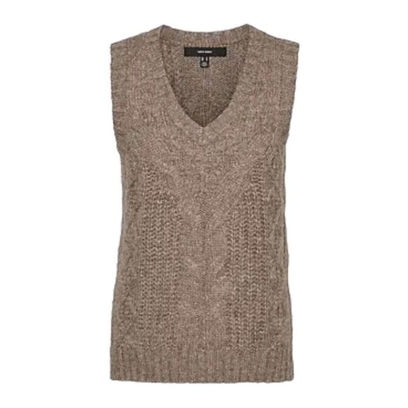 Vero Moda Brielle Cable Kint Sweater Vest in Fossil - Picture 1 of 11
